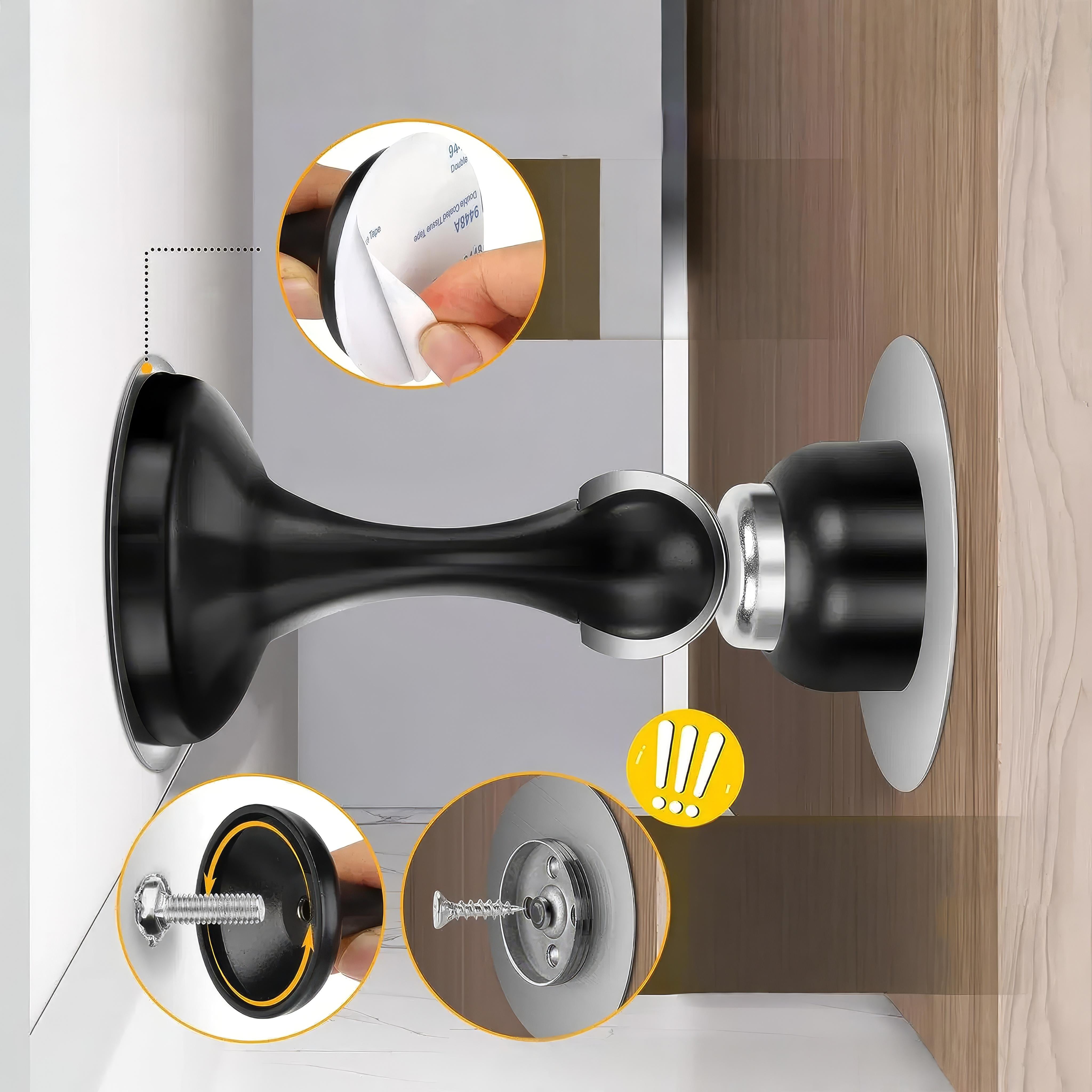 Zarik - Magnetische RVS Deurstopper met Antislip en Muurbevestiging zonder Boren