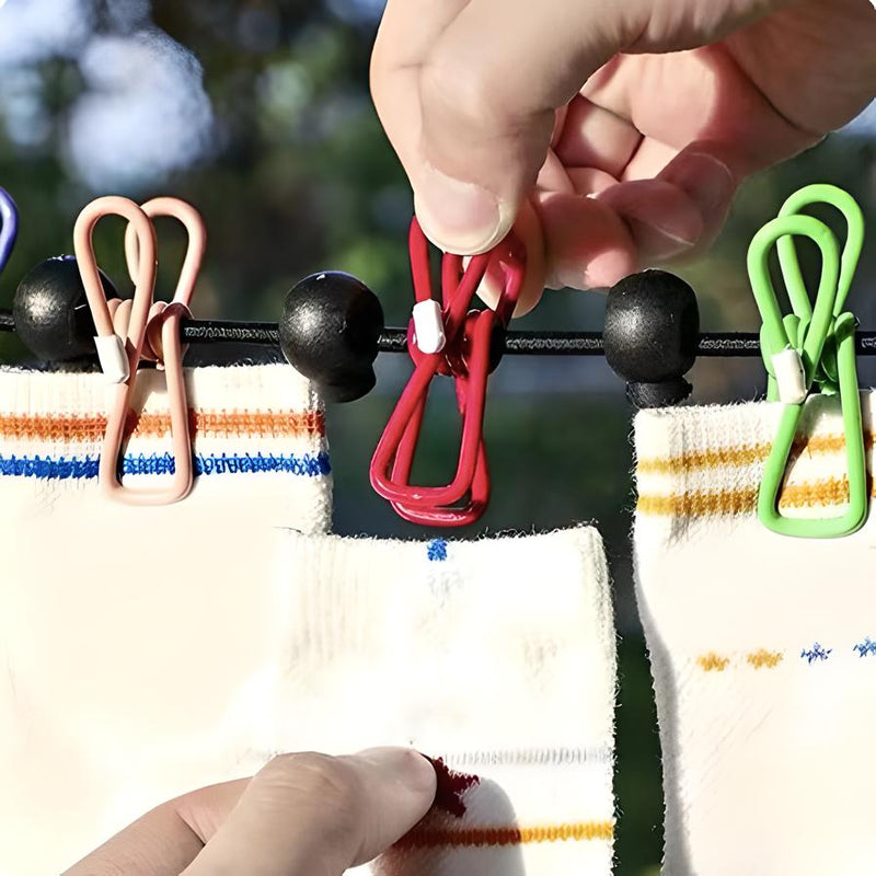 Camping waslijn met verschuifbare clips | Moeiteloos je was ophangen tijdens je vakantie