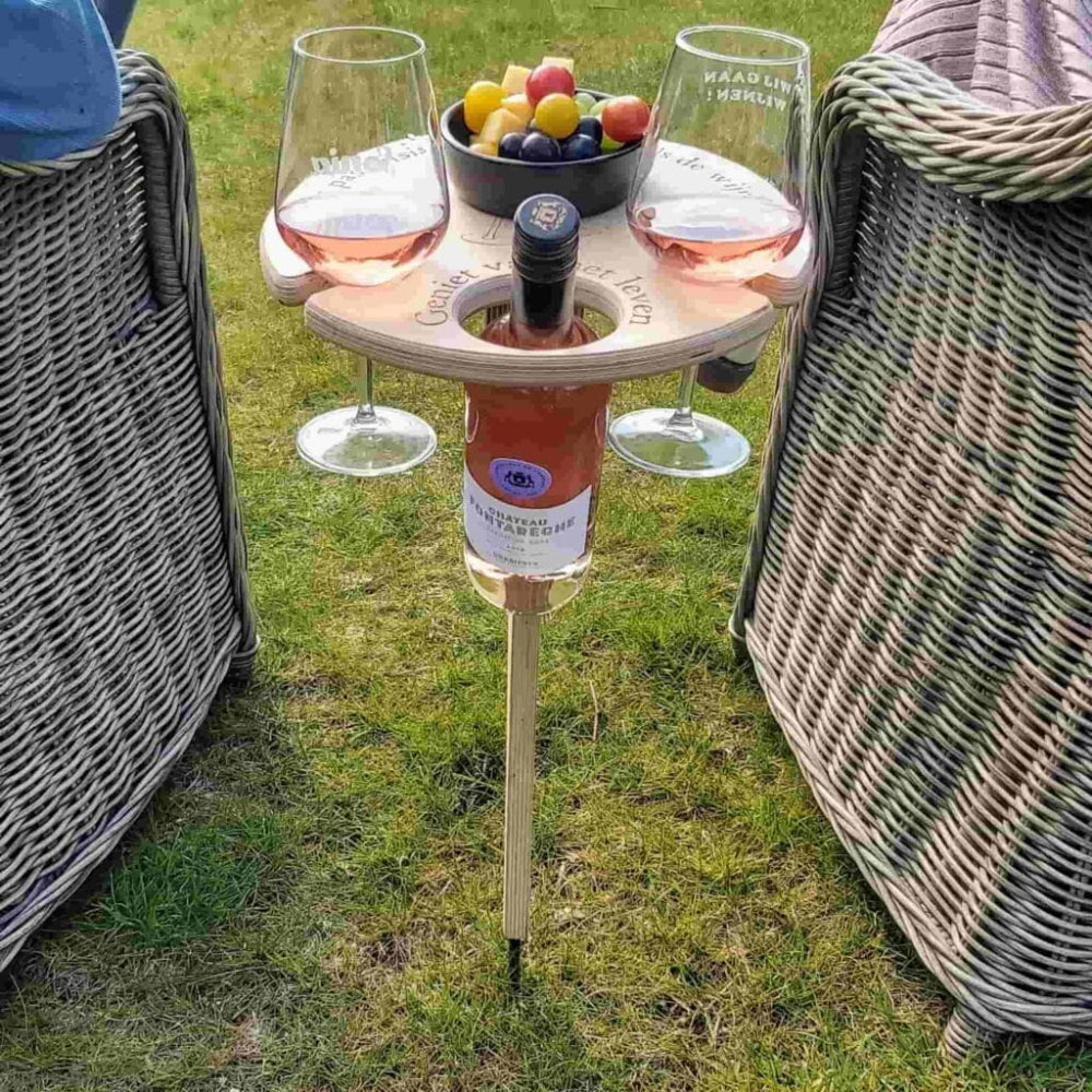 Compacte Tragbare Weintafel met Flessen- en Glashouder voor Buitengebruik 0