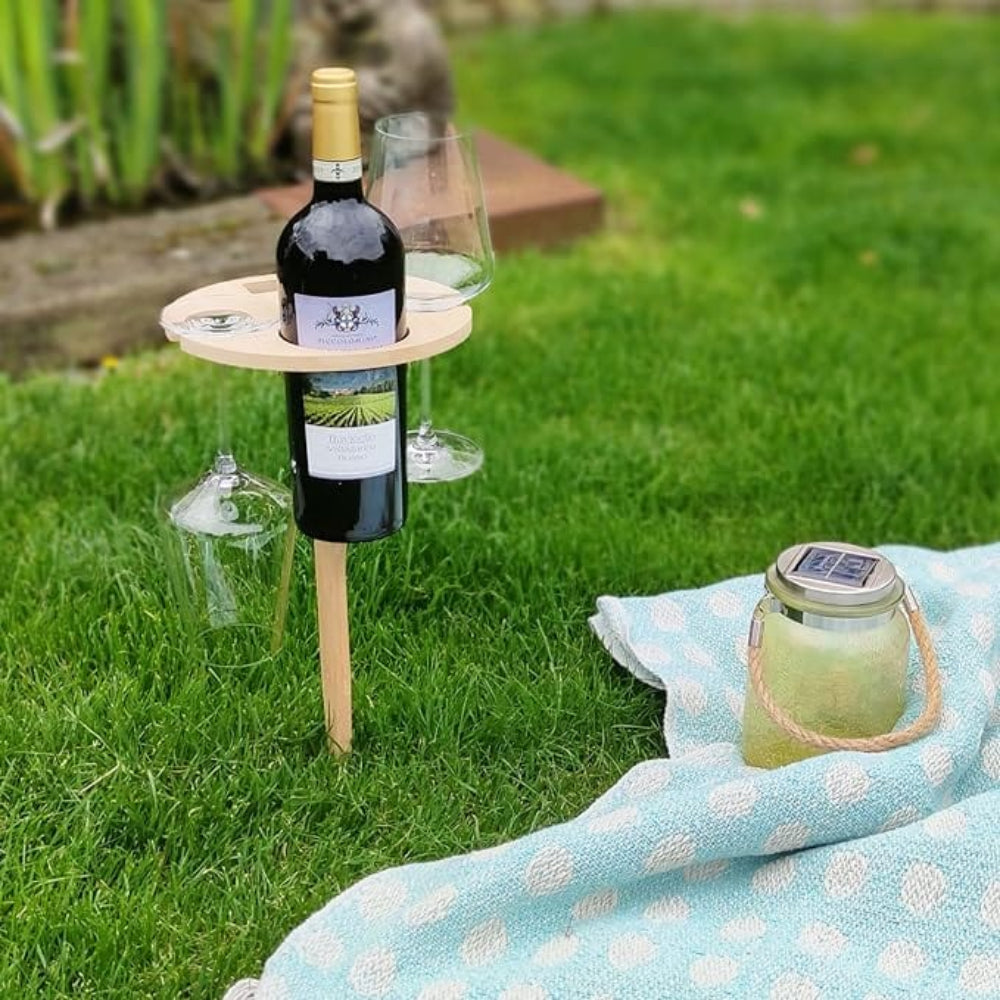Compacte Tragbare Weintafel met Flessen- en Glashouder voor Buitengebruik 2