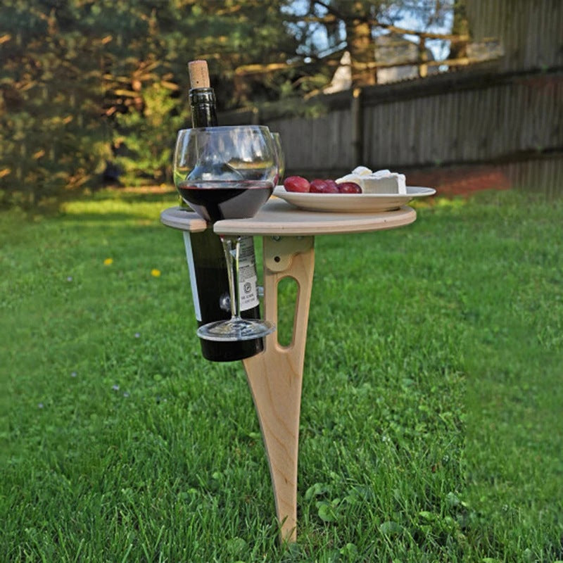 Compacte Tragbare Weintafel met Flessen- en Glashouder voor Buitengebruik 3