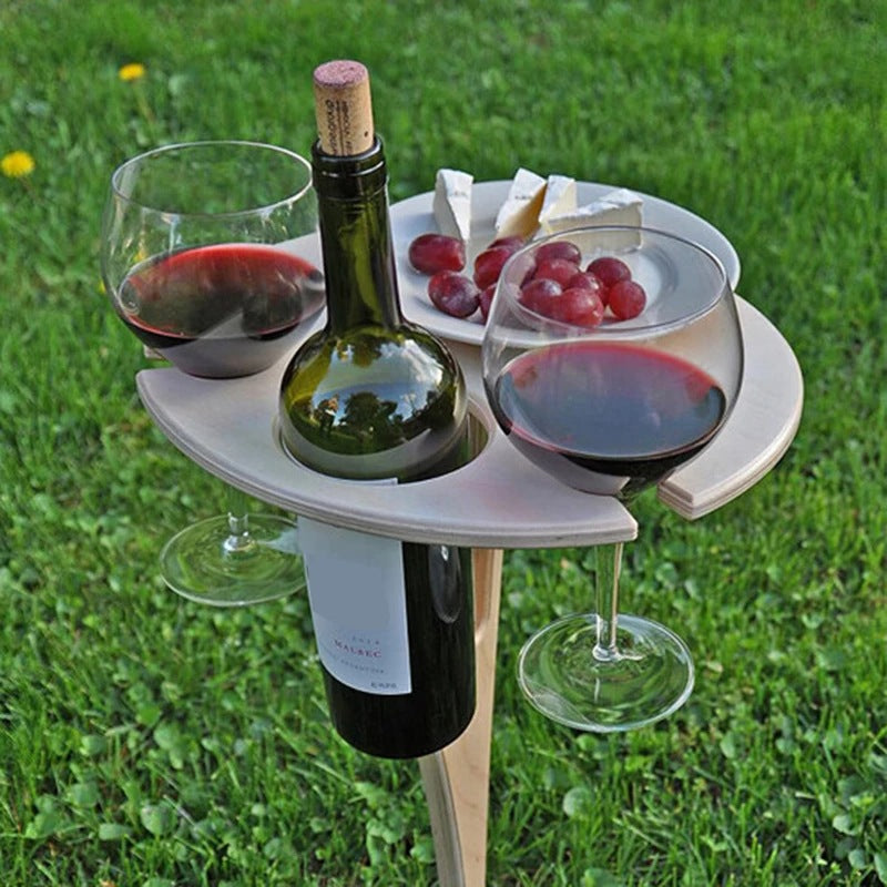 Compacte Tragbare Weintafel met Flessen- en Glashouder voor Buitengebruik 4