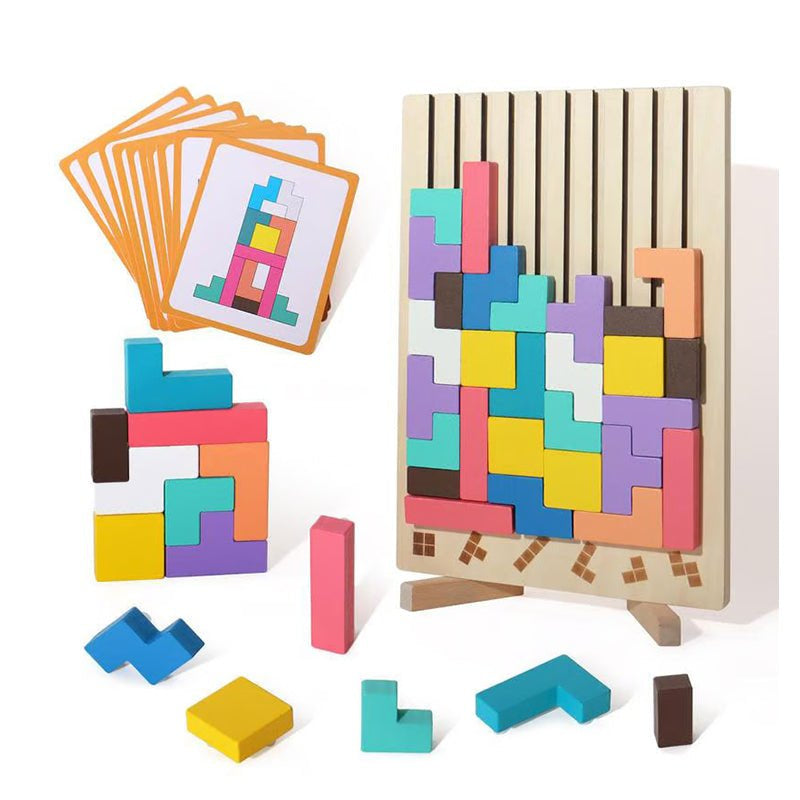 Creatief Houten Tetris 3D Puzzle voor Kinderen - Ontwikkel Vaardigheden 0