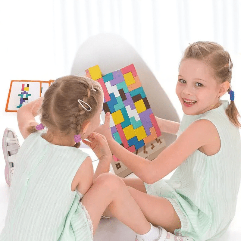 Creatief Houten Tetris 3D Puzzle voor Kinderen - Ontwikkel Vaardigheden 4