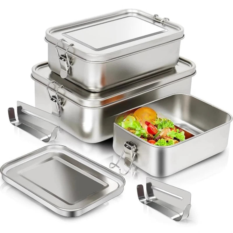 Duurzame RVS Lunchbox - 3-in-1 Set voor Snacks en Maaltijden, 850-1400 ml 3