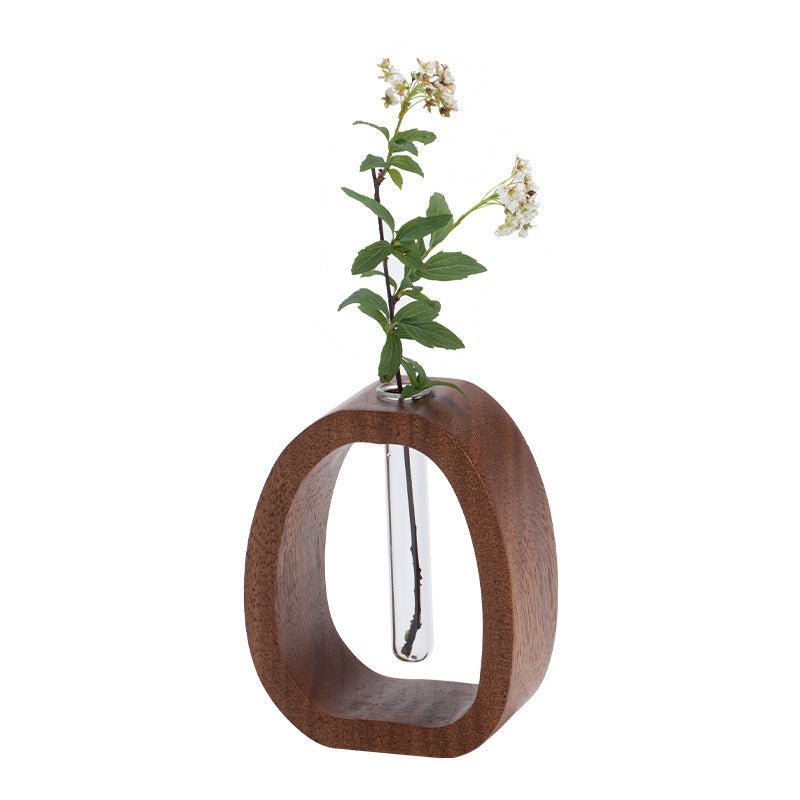 Givera - Elegante Hydroponische Vase van Hout en Glas 4