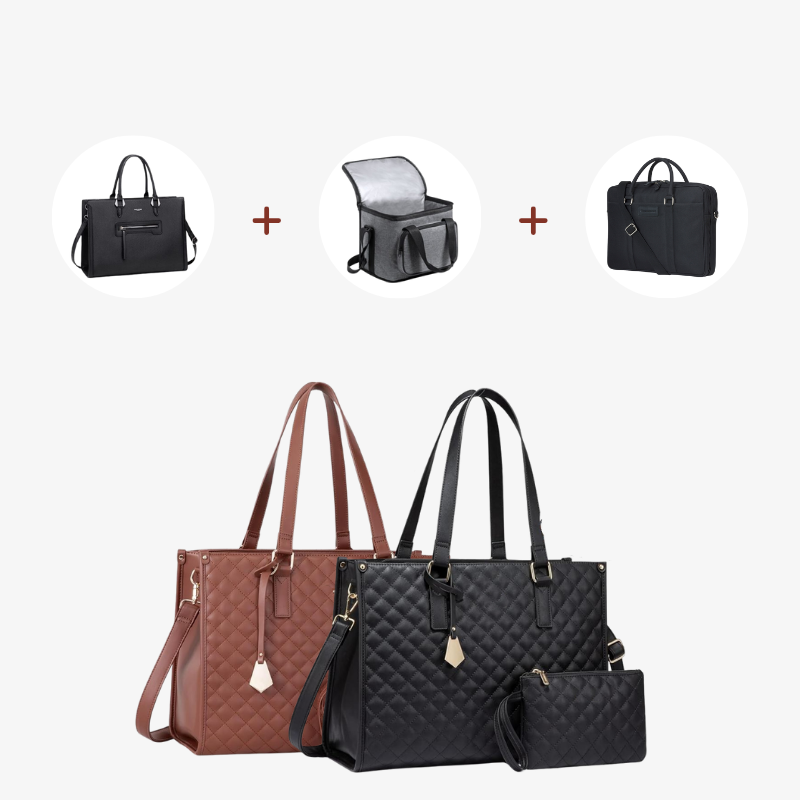 Luxe Lederen Schoudertas Dames - 3-in-1 Handtas Met Geïsoleerd Compartiment 2