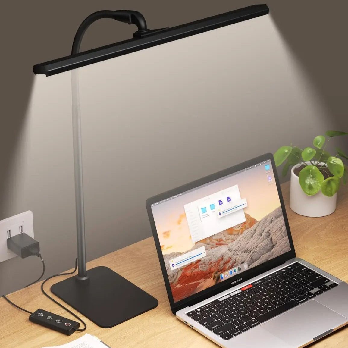 Moderne Zwarte Bureaulamp LED met Flexibele Hals en Dimmbaar Licht 1
