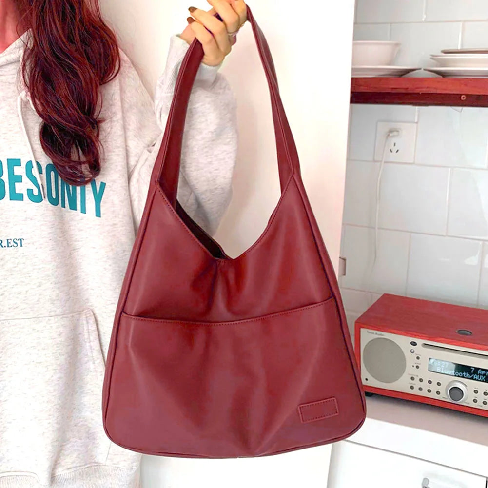 VintageVibe Leren Schoudertas Dames - Ruime Vintage Hobo Tas-3