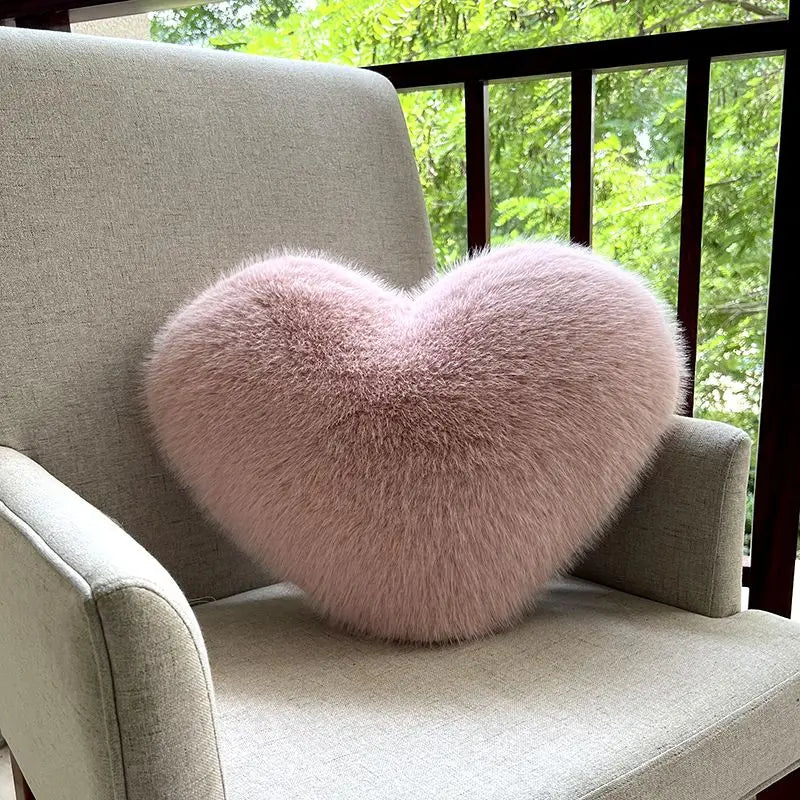 Luxe Hart Pluche Kussen - Zachte Faux Bont voor Comfortabele Ontspanning-6