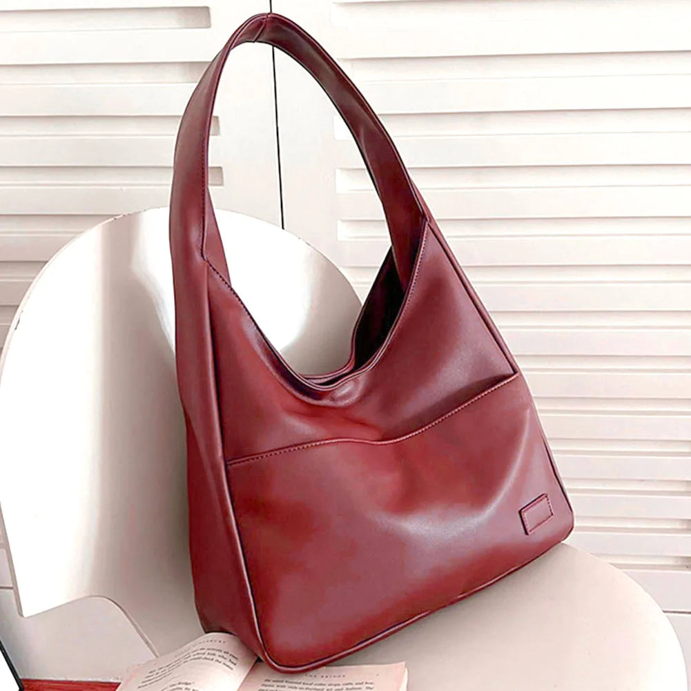 VintageVibe Leren Schoudertas Dames - Ruime Vintage Hobo Tas-2