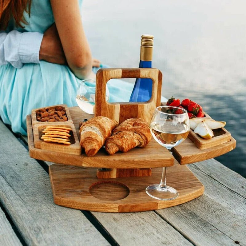 Stian - Draagbare Houten Picknicktafel met Ruime Serveerruimte 3