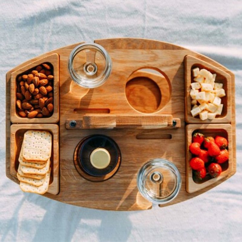 Stian - Draagbare Houten Picknicktafel met Ruime Serveerruimte 4