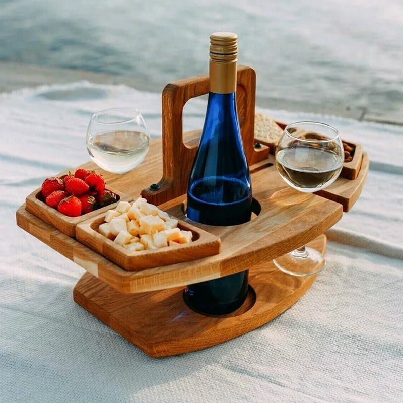 Stian - Draagbare Houten Picknicktafel met Ruime Serveerruimte 5
