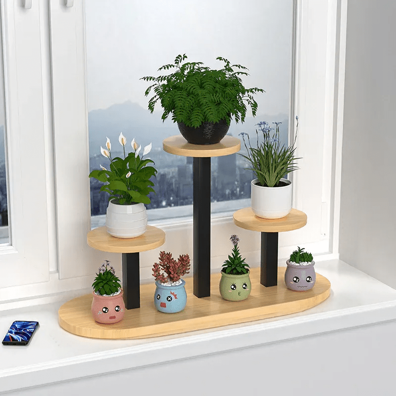 Stijlvolle Plantenstandaard Hout voor Binnen - Ruimtebesparende Plantenstandaard 2