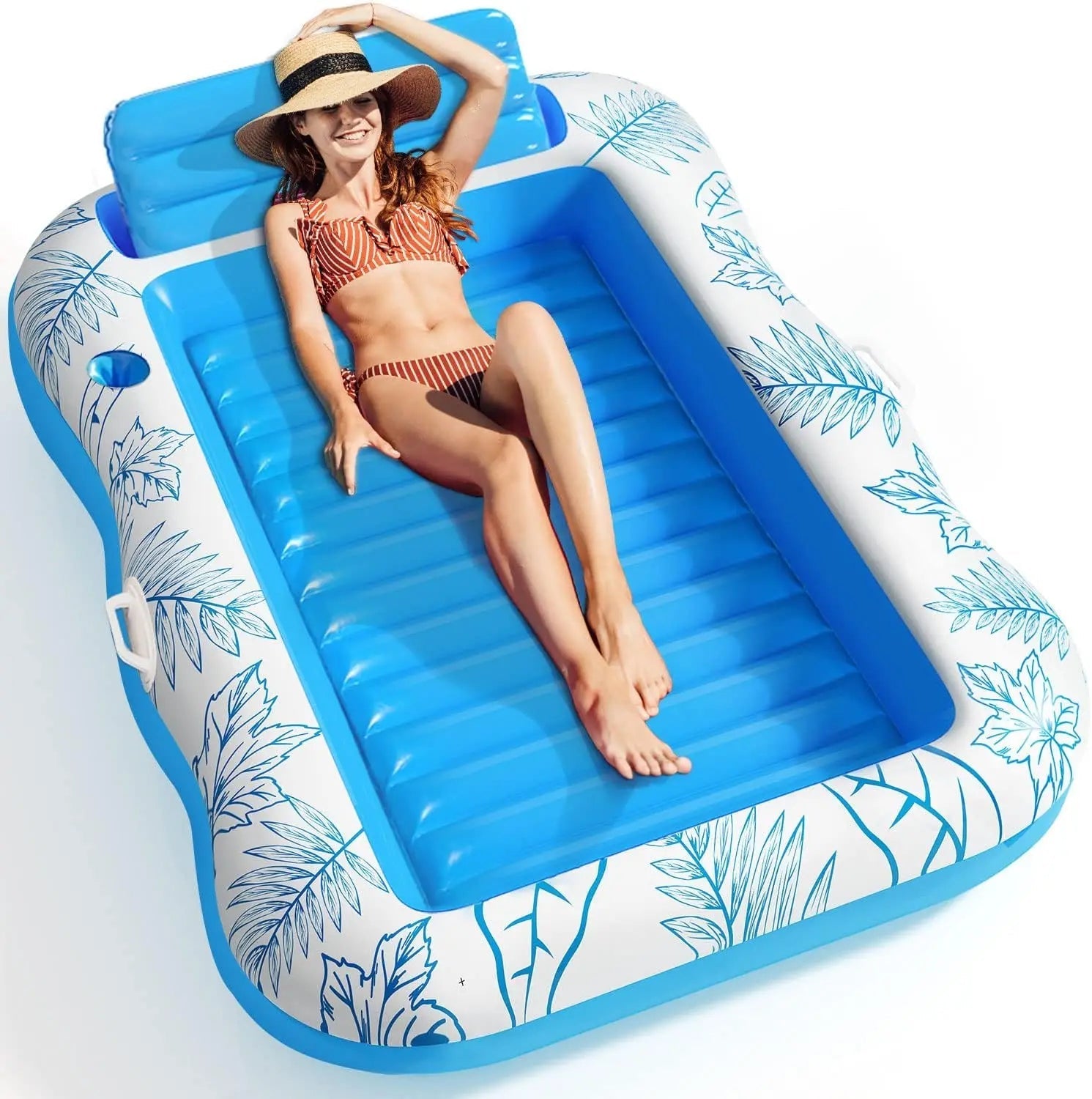 Tanningmax - Opblaasbare Lounger met Ingebouwde Drankhouder 0