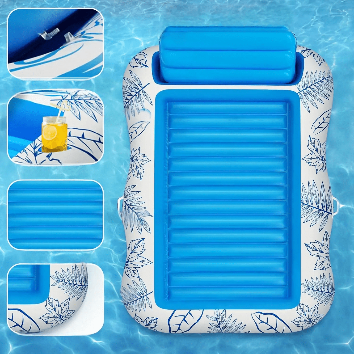 Tanningmax - Opblaasbare Lounger met Ingebouwde Drankhouder 1