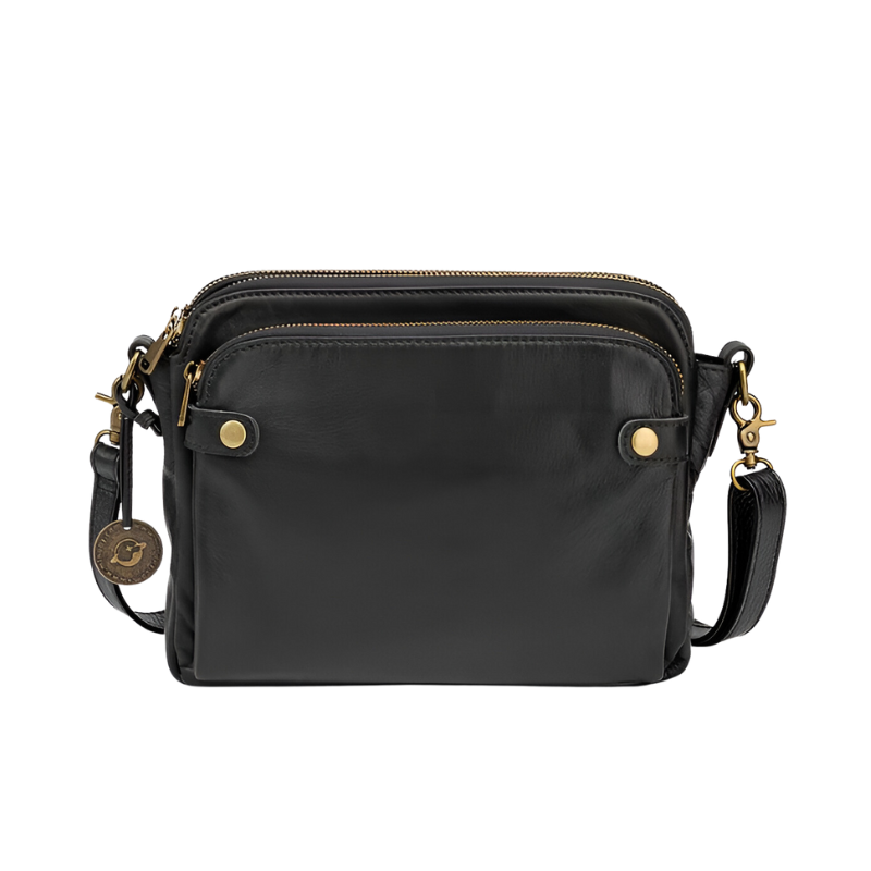 AgentBag™ - Luxe Zwarte Leren Schoudertas Dames, Stijlvol & Praktisch-1