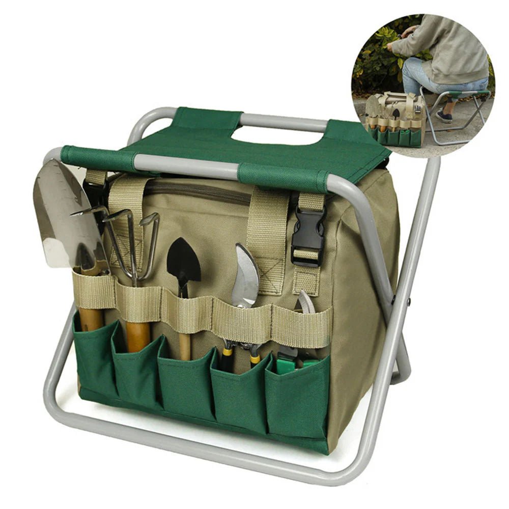 Vela - Faltbare Tuinstoel met Gereedschapstas voor Comfort en Functionaliteit 0