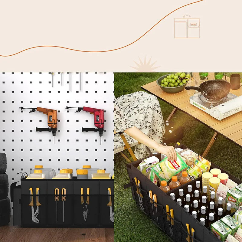 Vouwbare Auto Kofferbak Organizer met Grote Capaciteit – Duurzaam Polyester voor Camping en Reizen 5