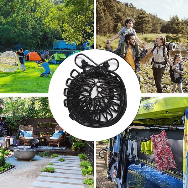 Camping waslijn met verschuifbare clips | Moeiteloos je was ophangen tijdens je vakantie